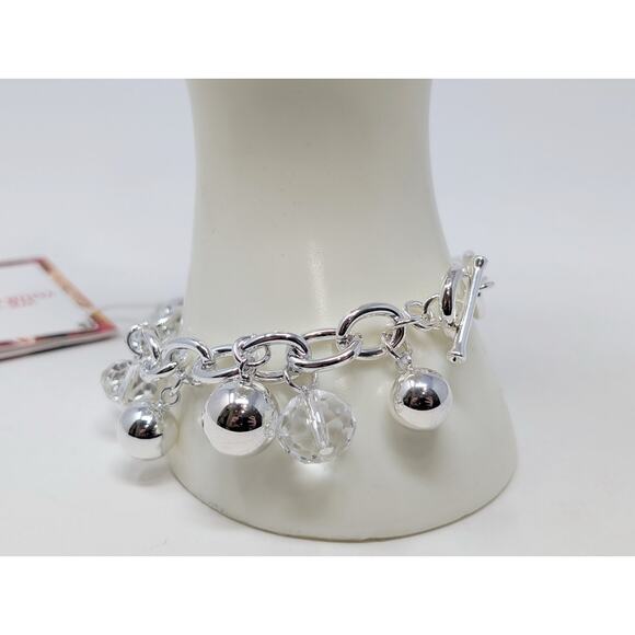 Chico's VIP Charmed Life Bracelet Silver Tone Beaded Charm 8" New - Picture 3 of 7